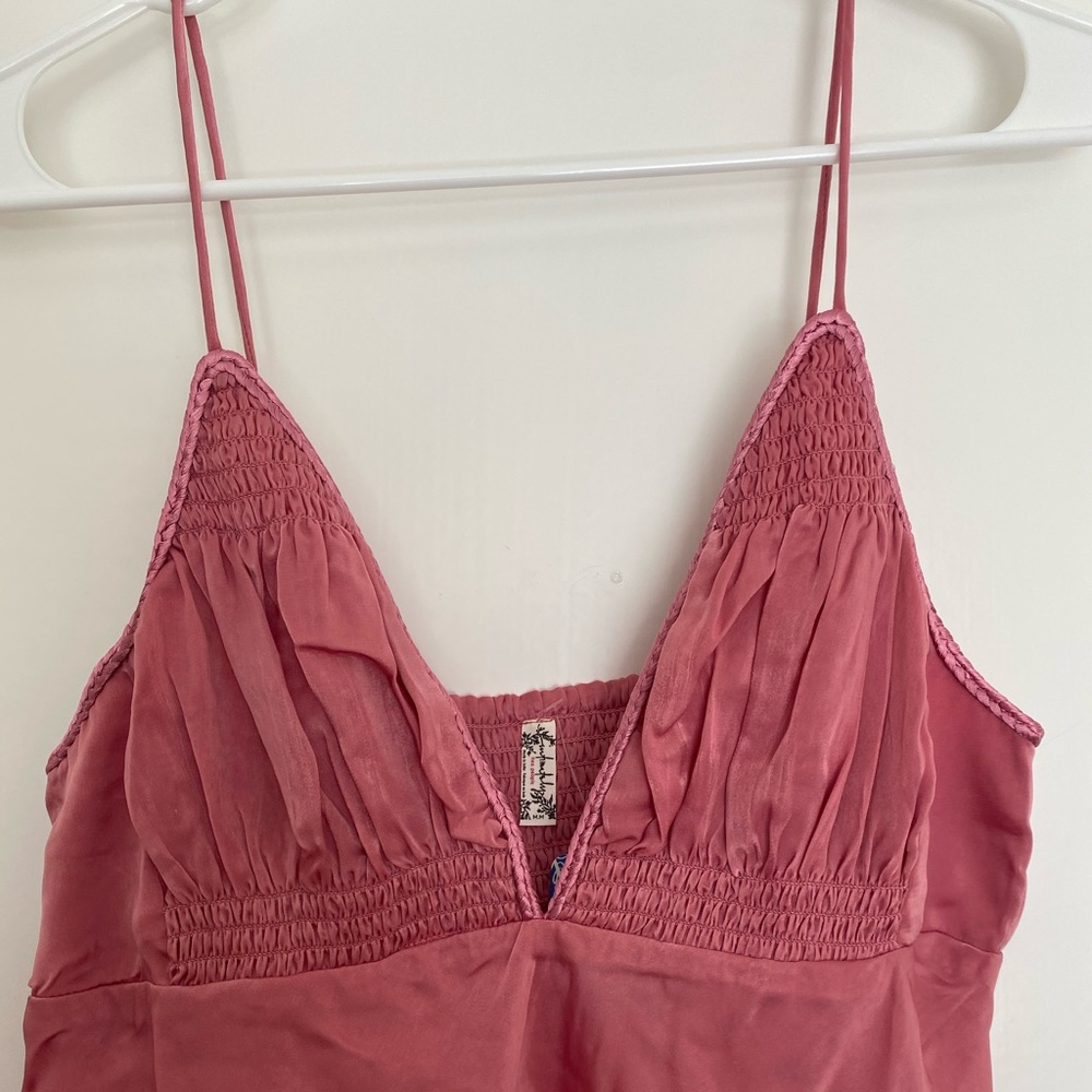 Free People Lyric Satin Pink Cami Tank Size Large - Picture 5 of 8